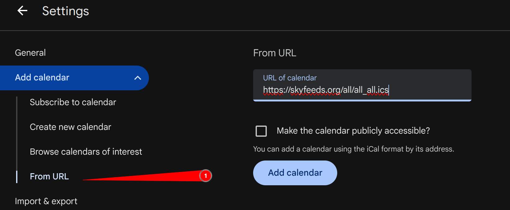 Google Calendar Import